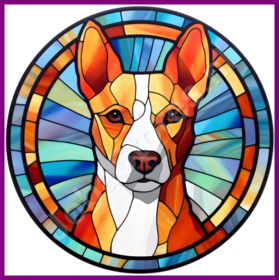 Diamond Painting Glas in lood Hond - Basenji 01 (formaat en vorm steentjes naar keuze)