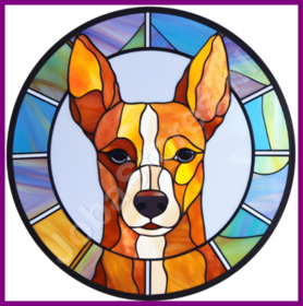 Diamond Painting Glas in lood Hond - Basenji 02 (formaat en vorm steentjes naar keuze)