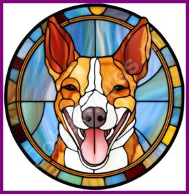 Diamond Painting Glas in lood Hond - Basenji 05 (formaat en vorm steentjes naar keuze)