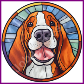 Diamond Painting Glas in lood Hond - Basset Hound 01 (formaat en vorm steentjes naar keuze)