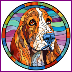 Diamond Painting Glas in lood Hond - Basset Hound 02 (formaat en vorm steentjes naar keuze)