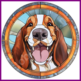 Diamond Painting Glas in lood Hond - Basset Hound 03 (formaat en vorm steentjes naar keuze)