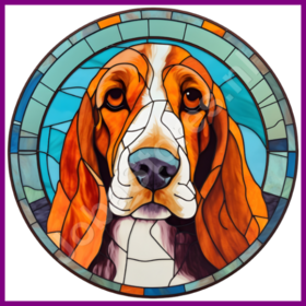 Diamond Painting Glas in lood Hond - Basset Hound 04 (formaat en vorm steentjes naar keuze)
