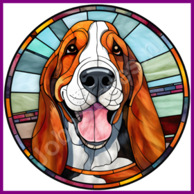 Diamond Painting Glas in lood Hond - Basset Hound 05 (formaat en vorm steentjes naar keuze)