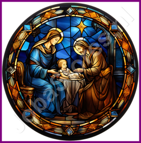 Diamond Painting Glas in lood Kerst Bijbelse figuren 03 (formaat en vorm steentjes naar keuze)