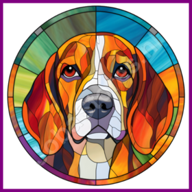 Diamond Painting Glas in lood Hond - Beagle 01 (formaat en vorm steentjes naar keuze)