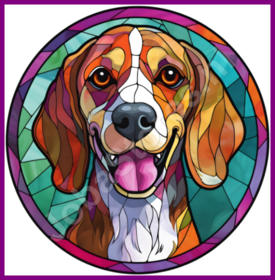 Diamond Painting Glas in lood Hond - Beagle 03 (formaat en vorm steentjes naar keuze)