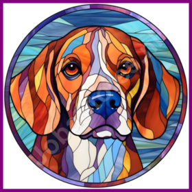 Diamond Painting Glas in lood Hond - Beagle 05 (formaat en vorm steentjes naar keuze)