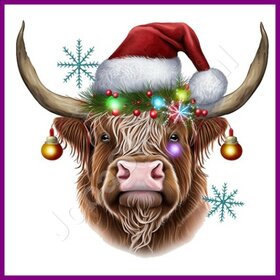 Diamond Painting Schotse Hooglander Kerst 02 (formaat en vorm steentjes naar keuze)