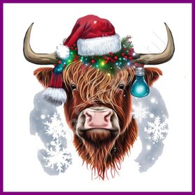Diamond Painting Schotse Hooglander Kerst 04 (formaat en vorm steentjes naar keuze)