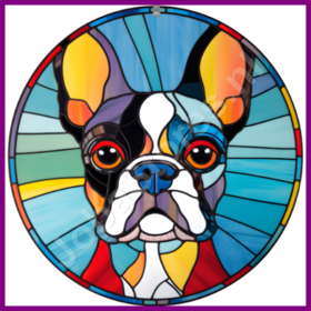 Diamond Painting Glas in lood Hond - Boston Terrier 01 (formaat en vorm steentjes naar keuze)