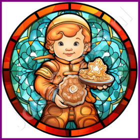 Diamond Painting Glas in lood Kerst Gingerbread 01 (formaat en vorm steentjes naar keuze)