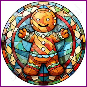 Diamond Painting Glas in lood Kerst Gingerbread 02 (formaat en vorm steentjes naar keuze)