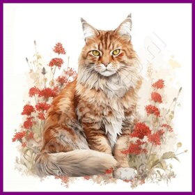 Diamond Painting Kat Maine Coon 02 (formaat en vorm steentjes naar keuze)