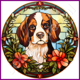 Diamond Painting Glas in lood Kerst Hond 02 (formaat en vorm steentjes naar keuze)