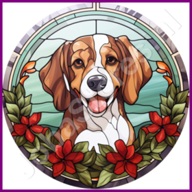 Diamond Painting Glas in lood Kerst Hond 04 (formaat en vorm steentjes naar keuze)