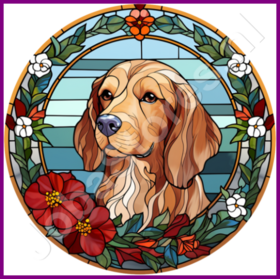 Diamond Painting Glas in lood Kerst Hond 08 (formaat en vorm steentjes naar keuze)