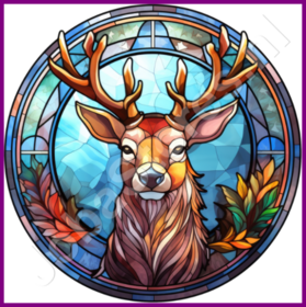 Diamond Painting Glas in lood Kerst Rendier 01 (formaat en vorm steentjes naar keuze)
