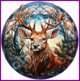 Diamond Painting Glas in lood Kerst Rendier 02 (formaat en vorm steentjes naar keuze)