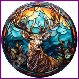 Diamond Painting Glas in lood Kerst Rendier 03 (formaat en vorm steentjes naar keuze)