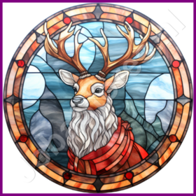 Diamond Painting Glas in lood Kerst Rendier 04 (formaat en vorm steentjes naar keuze)