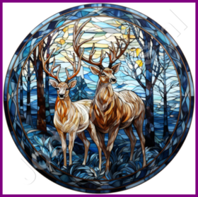 Diamond Painting Glas in lood Kerst Rendier 05 (formaat en vorm steentjes naar keuze)