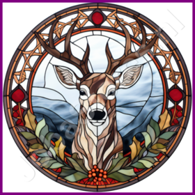 Diamond Painting Glas in lood Kerst Rendier 06 (formaat en vorm steentjes naar keuze)