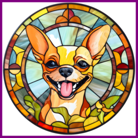 Diamond Painting Glas in lood Hond - Chihuahua 01 (formaat en vorm steentjes naar keuze)