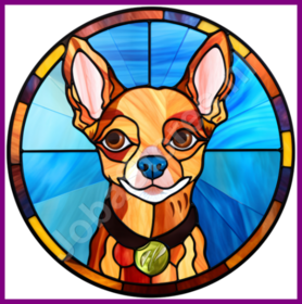 Diamond Painting Glas in lood Hond - Chihuahua 02 (formaat en vorm steentjes naar keuze)
