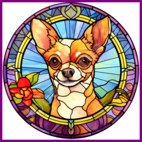 Diamond Painting Glas in lood Hond - Chihuahua 03 (formaat en vorm steentjes naar keuze)