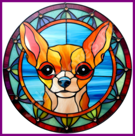 Diamond Painting Glas in lood Hond - Chihuahua 04 (formaat en vorm steentjes naar keuze)