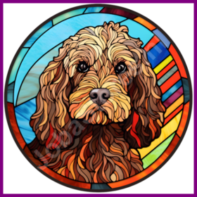 Diamond Painting Glas in lood Hond - Cockapoo 01 (formaat en vorm steentjes naar keuze)