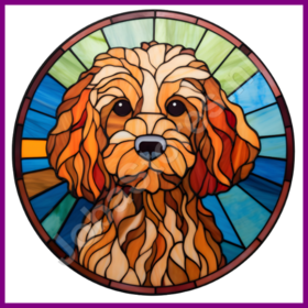 Diamond Painting Glas in lood Hond - Cockapoo 05 (formaat en vorm steentjes naar keuze)
