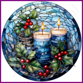 Diamond Painting Glas in lood Kerst Kaarsen (formaat en vorm steentjes naar keuze)