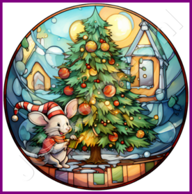 Diamond Painting Glas in lood Kerstboom 02 (formaat en vorm steentjes naar keuze)