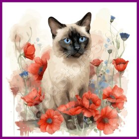 Diamond Painting Kat Siamees 01 (formaat en vorm steentjes naar keuze)