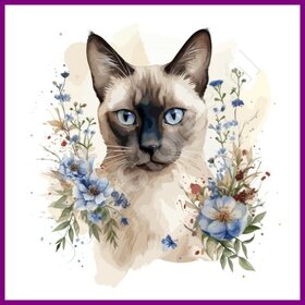Diamond Painting Kat Siamees 02 (formaat en vorm steentjes naar keuze)