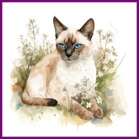 Diamond Painting Kat Siamees 04 (formaat en vorm steentjes naar keuze)