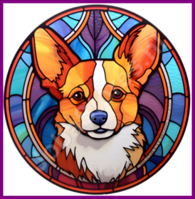 Diamond Painting Glas in lood Hond - Corgi 01 (formaat en vorm steentjes naar keuze)