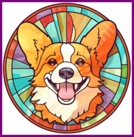 Diamond Painting Glas in lood Hond - Corgi 02 (formaat en vorm steentjes naar keuze)