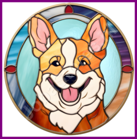Diamond Painting Glas in lood Hond - Corgi 03 (formaat en vorm steentjes naar keuze)