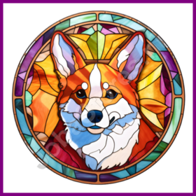 Diamond Painting Glas in lood Hond - Corgi 04 (formaat en vorm steentjes naar keuze)