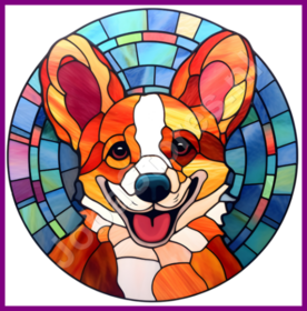 Diamond Painting Glas in lood Hond - Corgi 05 (formaat en vorm steentjes naar keuze)