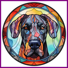 Diamond Painting Glas in lood Hond - Deense Dog 01 (formaat en vorm steentjes naar keuze)