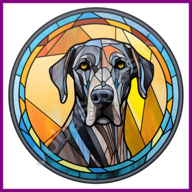 Diamond Painting Glas in lood Hond - Deense Dog 02 (formaat en vorm steentjes naar keuze)