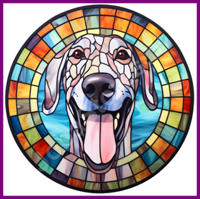 Diamond Painting Glas in lood Hond - Deense Dog 03 (formaat en vorm steentjes naar keuze)