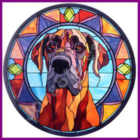 Diamond Painting Glas in lood Hond - Deense Dog 04 (formaat en vorm steentjes naar keuze)