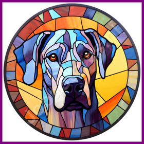 Diamond Painting Glas in lood Hond - Deense Dog 05 (formaat en vorm steentjes naar keuze)