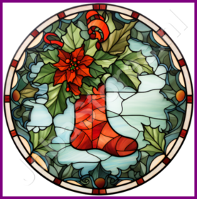 Diamond Painting Glas in lood Kerst Sok (formaat en vorm steentjes naar keuze)