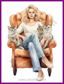 Diamond Painting Crazy Cat Lady 01 (formaat en vorm steentjes naar keuze)